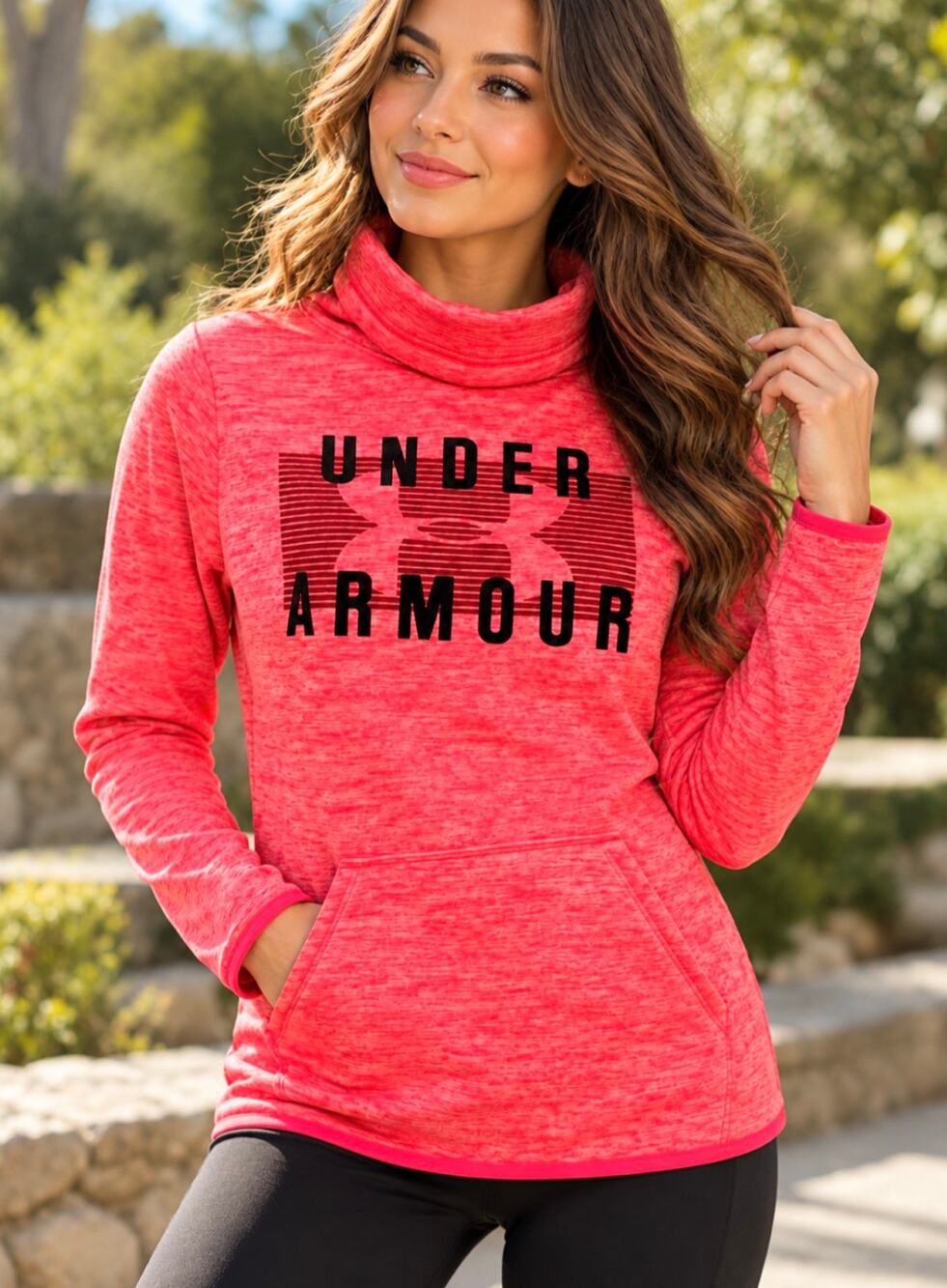 Under Armour ColdGear Women’s Small Coral Pink Cowl Neck Pullover Sweatshirt